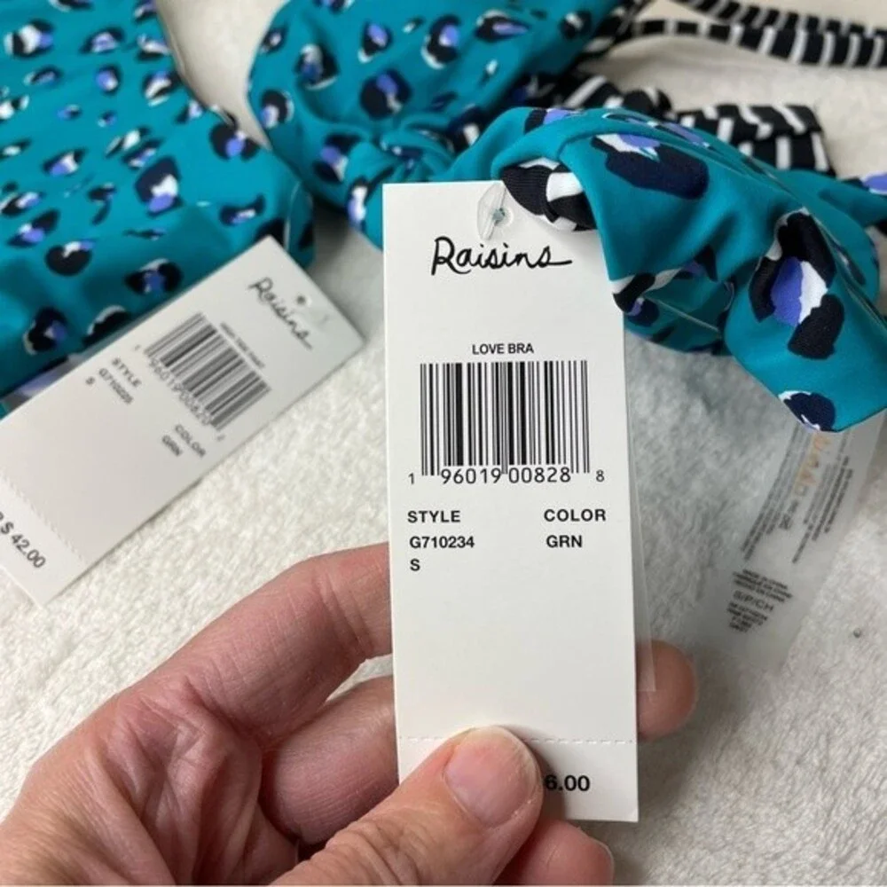 Raisins Reversible Bikini Two Piece Set Love Bra High Tide Bottom New Size Small